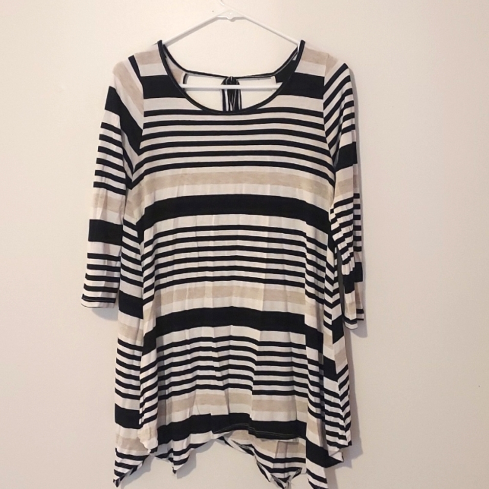 ADARA FLARE STRIPED TIE TOP